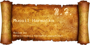 Mussil Harmatka névjegykártya